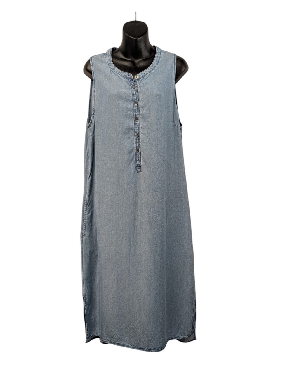 Lee Cooper Light Blue Denim Sleeveless Button Front Maxi Dress Size 14 Lyocell